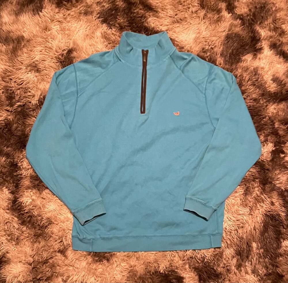 Southern Marsh Cotton 1/4 Zip Pullover in Light Blue